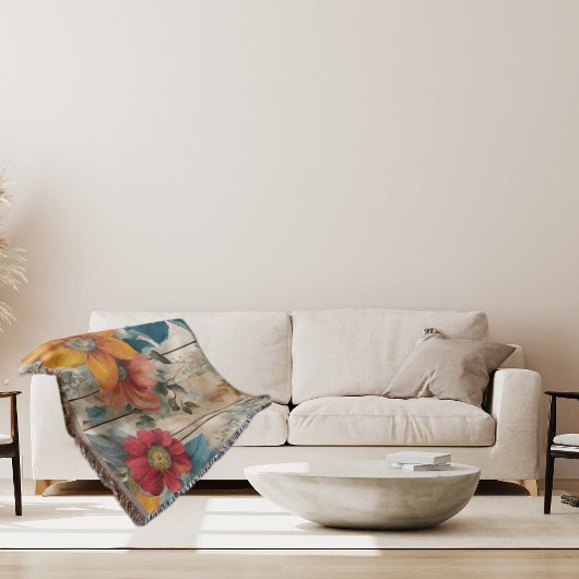 カラフル素朴花 スローブランケット