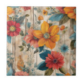 カラフル素朴花 タイル (正面)