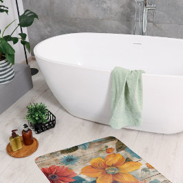 カラフル素朴花 バスマット