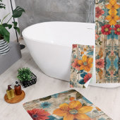 カラフル素朴花 バスマット