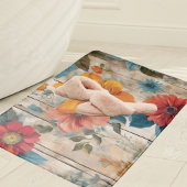 カラフル素朴花 バスマット