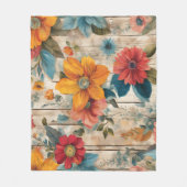 カラフル素朴花 フリースブランケット (正面)