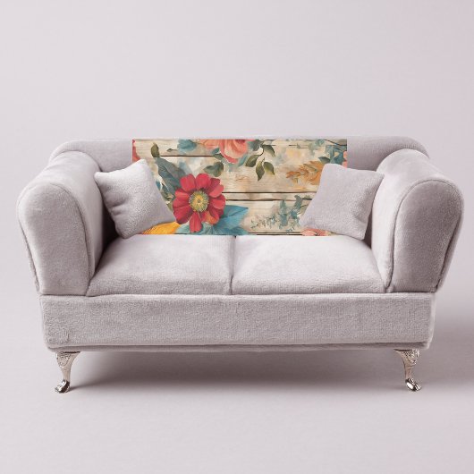 カラフル素朴花 フリースブランケット