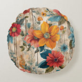 カラフル素朴花 ラウンドクッション (正面)