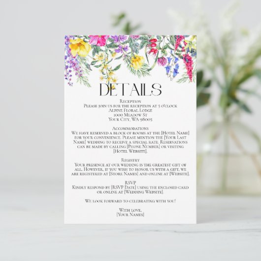 カラフル素朴草の結婚詳細 エンクロージャーカード (スタンド正面)