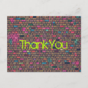 カラフル素朴Brick Wall Texture Thank You ポストカード