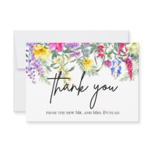 カラフル素朴Wildflowersスクリプトサンキューカード