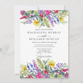 カラフル素朴Wildflowers & Harbes Boho結婚's 招待状 (正面)