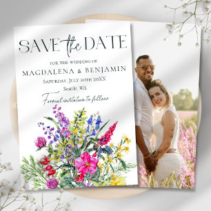 カラフル素朴Wildflowers & Herbes Photo 結婚's セーブザデート