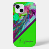 カラフル紫色のネオングリーンのシッククール大理石 Case-Mate iPhoneケース (裏面)