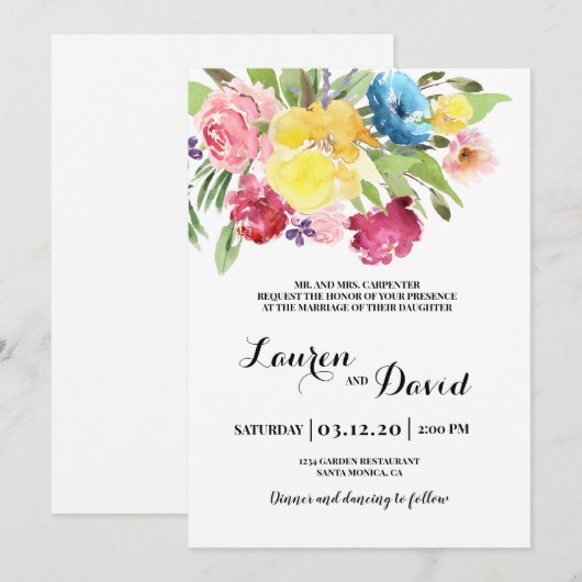 カラフル結婚の 招待状 (正面/裏面)