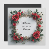 カラフル結婚フローラリース マグネット招待状 (正面/裏面)