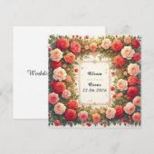 カラフル結婚フローラリース 招待状 (正面/裏面)