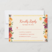 カラフル結婚フローラ中国のベージュ 出欠カード (正面)