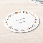 カラフル結婚フローラ ラウンドペーパーコースター (アングル)