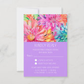 カラフル結婚モダンフローラ 出欠カード (正面)