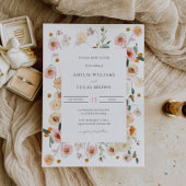 カラフル結婚式招待状付き春花模様 招待状