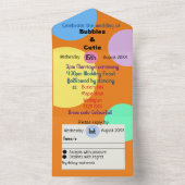 カラフル結婚式招待状boho bubblesおもしろい オールインワン招待状 (内側)