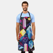 カラフル結晶、暗い抽象芸術背景 エプロン (着用した状態)