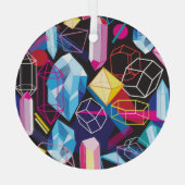 カラフル結晶、暗い抽象芸術背景 ガラスオーナメント (裏面)