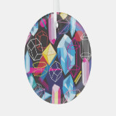 カラフル結晶、暗い抽象芸術背景 ガラスオーナメント (正面左)