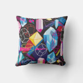 カラフル結晶、暗い抽象芸術背景 クッション (裏面)