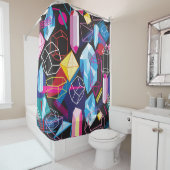 カラフル結晶、暗い抽象芸術背景 シャワーカーテン (インサイチュ)
