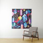 カラフル結晶、暗い抽象芸術背景 タペストリー (インサイチュ)