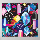 カラフル結晶、暗い抽象芸術背景 ポスター (正面)