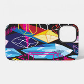 カラフル結晶、暗い抽象芸術背景 iPhoneケース (裏面横)