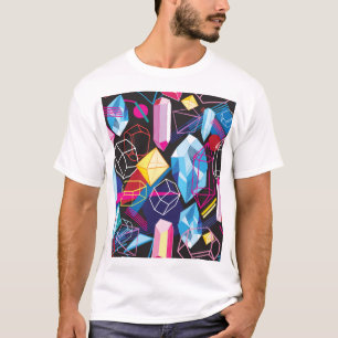 カラフル結晶、暗い抽象芸術背景 Tシャツ