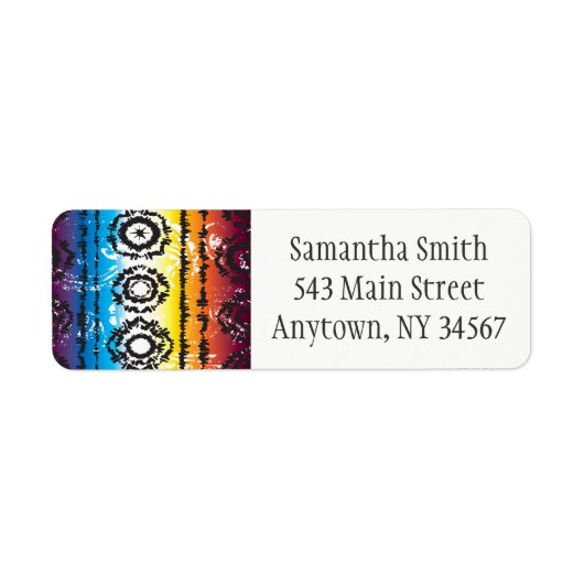 カラフル絞り染めろうけつ染め差出人住所ラベル ラベル (正面)