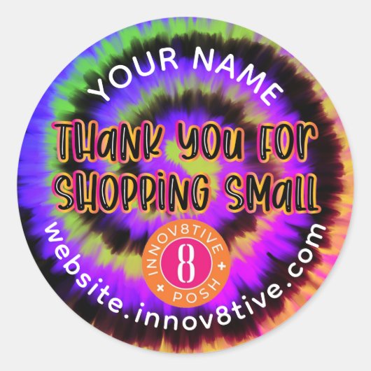 カラフル絞り染めインノフ8ポジティブ+ポジラベル ラウンドシール (正面)