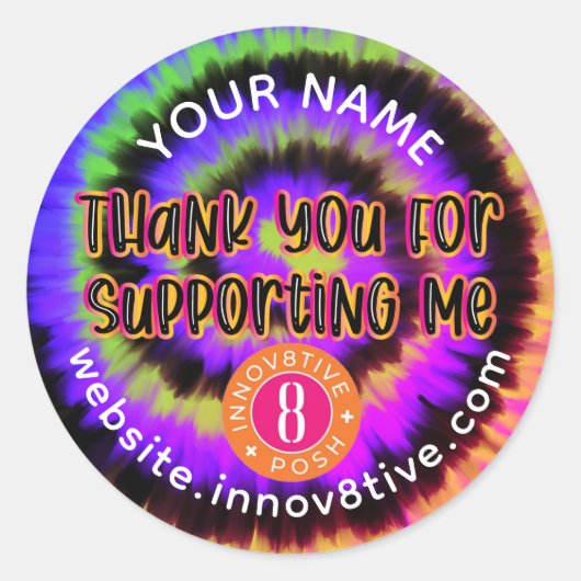 カラフル絞り染めインノフ8ポジティブ+ポジラベル ラウンドシール (正面)