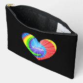 カラフル絞り染めハート装飾用クッション アクセサリーポーチ (見開き)