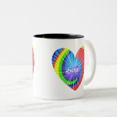 カラフル絞り染めハート ツートーンマグカップ (正面右)