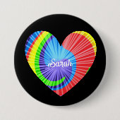 カラフル絞り染めハート 缶バッジ (正面)