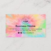 カラフル絞り染めロゴの追加ミニマル割引&ガーリー ロイヤリティカード (裏面)