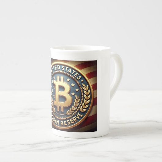 カラフル統一された州Bitcoin予約 ボーンチャイナマグカップ (正面右)