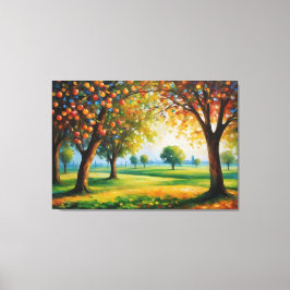 カラフル絵を描のある木の離れ一つ キャンバスプリント