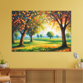 カラフル絵を描のある木の離れ一つ キャンバスプリント (インサイチュ (リビング))