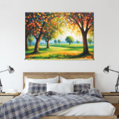 カラフル絵を描のある木の離れ一つ キャンバスプリント (インサイチュ (寝室))