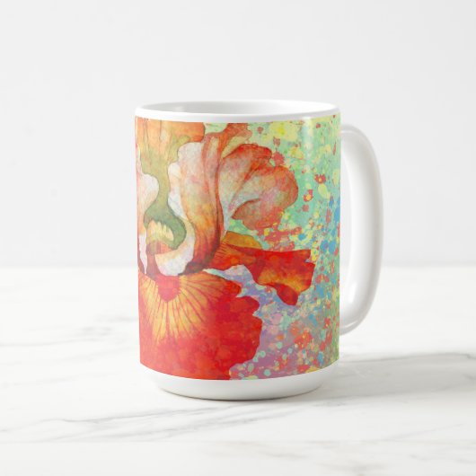 カラフル絵を描のアヤメの添えたマグカップ コーヒーマグカップ (正面右)