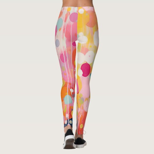 カラフル絵を描アクリルの光の上の点 レギンス (裏面)