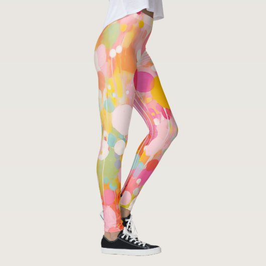 カラフル絵を描アクリルの光の上の点 レギンス (右)