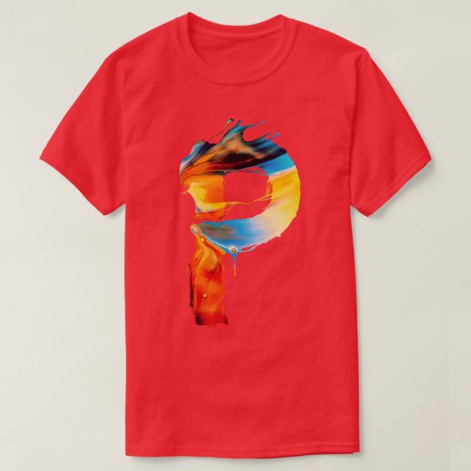 カラフル絵を描イニシャル Tシャツ (デザイン正面)