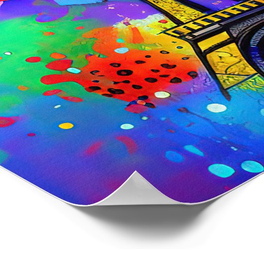 カラフル絵を描エッフェル ポスター (角)