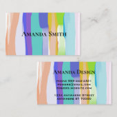 カラフル絵を描ストライプはっきりした芸術的モダン 名刺 (正面/裏面)