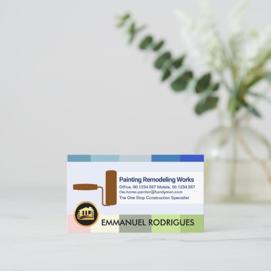 カラフル絵を描ストリップ画家サービス 名刺 (スタンド正面)