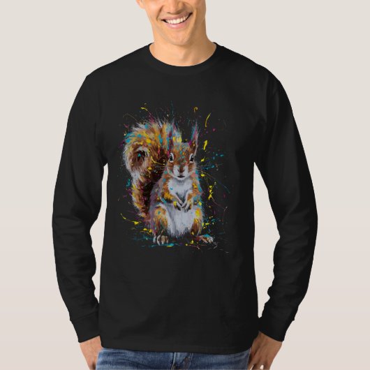 カラフル絵を描スプラッシュリス Tシャツ (正面)